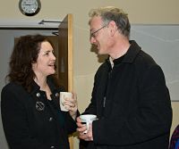 The webmaster enjoys a cuppa with member Seamus Bellew.